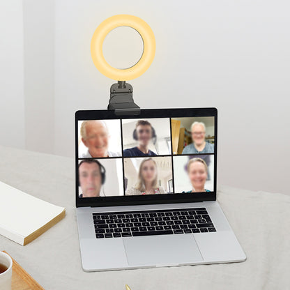 Ring Light with Stand for Desk Clip On LED Selfie Light Desktop for Zoom Meeting