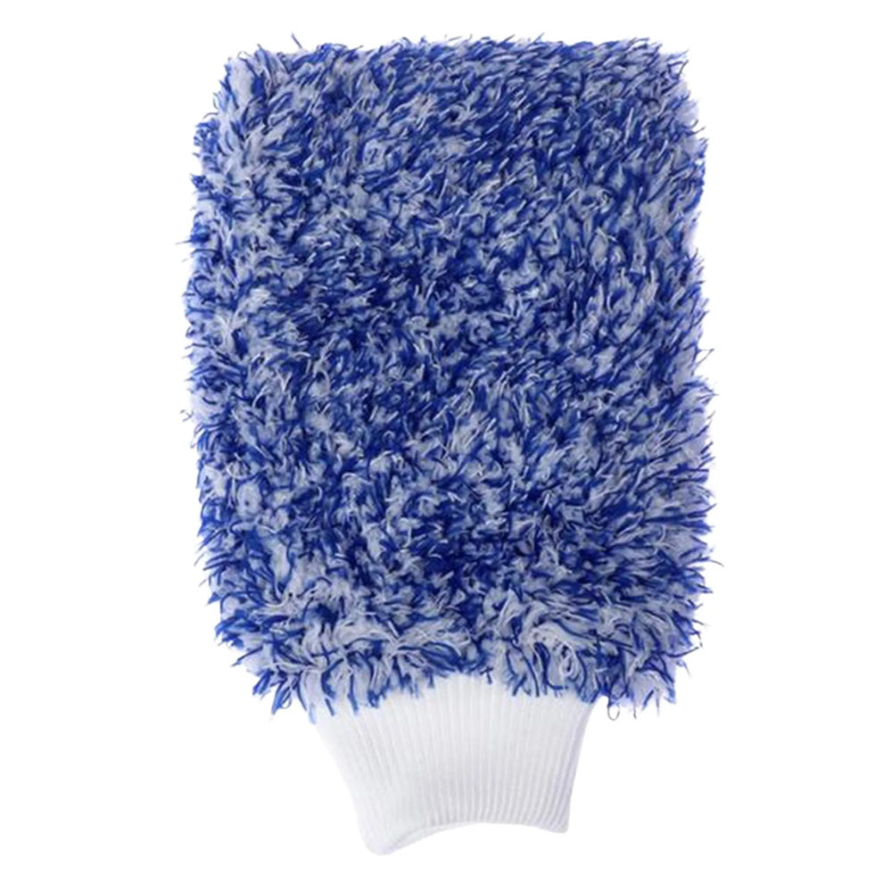 2PC Microfibre Wash Mitt Car Detailing High Density Long Pile Scratch Free Mitt with Elastic Cuff-Blue