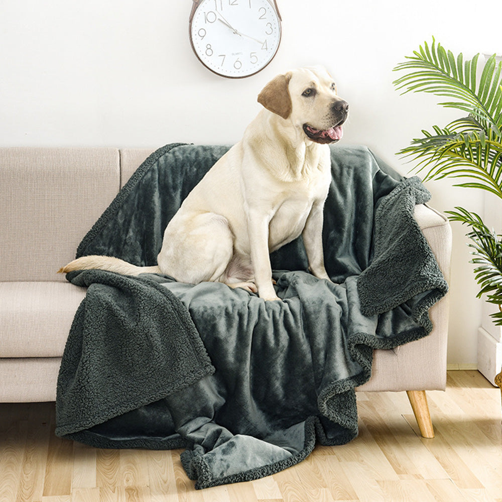 Reversible Pet Blanket Liquid Pee Proof Dog Blanket for Sofa Bed Couch Furniture Protector Cover Grey