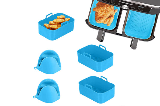 4Pcs Air Fryer Basket Reusable Silicone Pot for Home Kitchen Party Decor-Blue