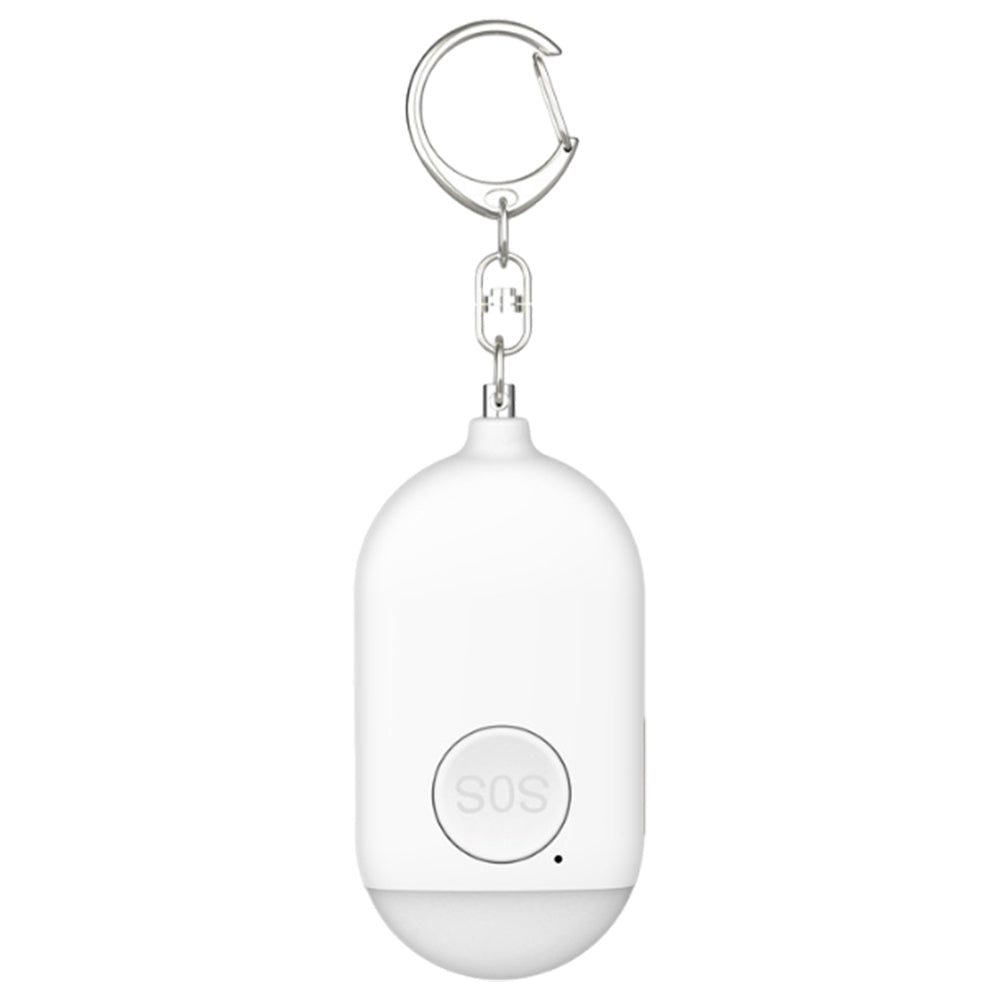 130db Personal Alarm Security Alarm with Keychain LED Flashlight Self Defense Alarm White