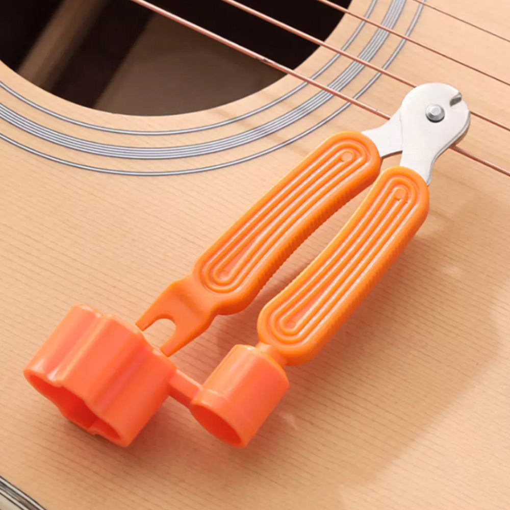 4Pcs Guitar String Replace Tool 3-In-1 Guitar Bridge Pin Remover Puller Guitar String Cutter and Winder Tool Orange