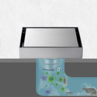Square Shower Drain with Filter-Silver