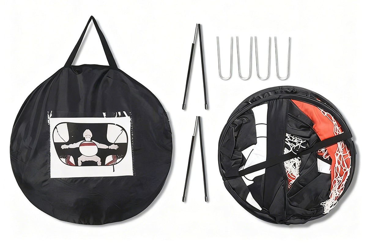 2-in-1 Portable Foldable Soccer Goal with Detachable Target-Red