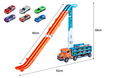Carrier Truck Transport Car Toys Foldable 3 Layer Car Race Track Toys -Green