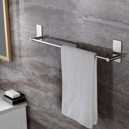 Stainless Steel Self-Adhesive Towel Rack for Bathroom No Drilling Required-Silver