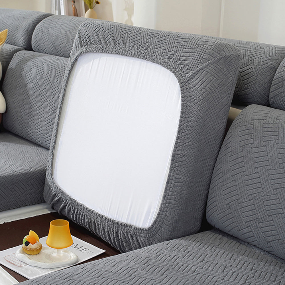 2Pcs Stretch Sofa Cushion Cover Lounge Sofa Seat Slipcover Protector Couch Cover Dark Grey