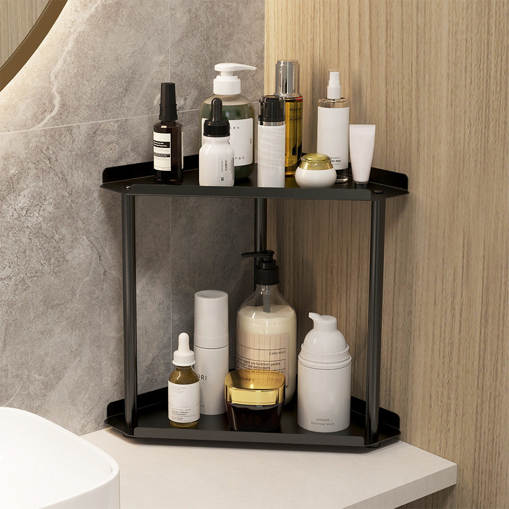 2-Tier Storage Rack ââ‚?Perfume & Skincare Organizer for Home Black