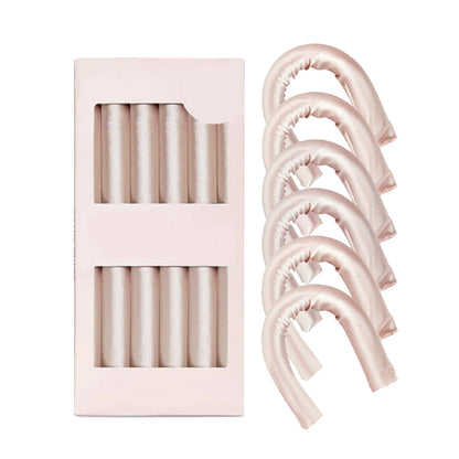 6Pcs Set Heatless Hair Curlers Flexible Hair Curling Rods Overnight Curls Hair Styling Tools Champagne