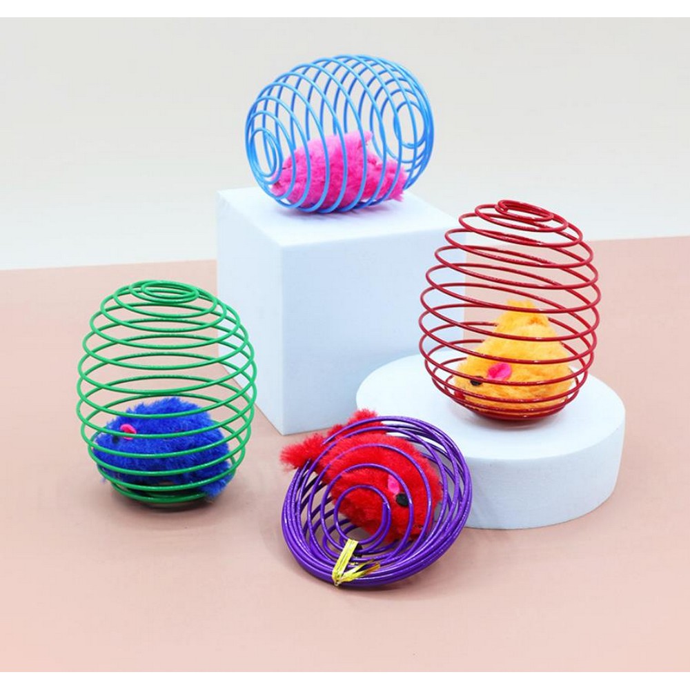 5Pcs Cat Spring Balls Toys Stretchable Rolling Balls Cat Spring Toys for Kitten