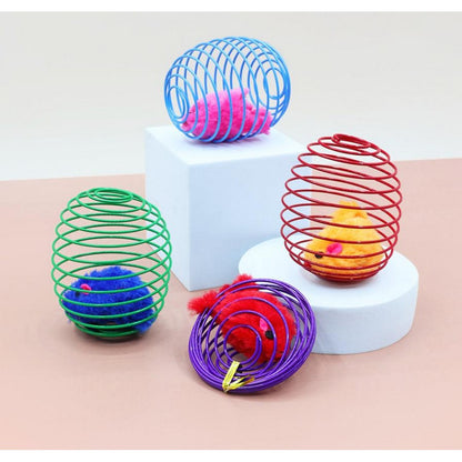 5Pcs Cat Spring Balls Toys Stretchable Rolling Balls Cat Spring Toys for Kitten