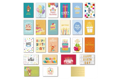 24 Piece Unique Happy Birthday Cards - Orange Mixed Color
