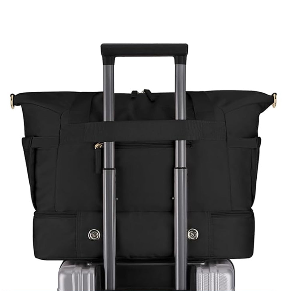 37L Women Fitness Travel Bag Waterproof USB Charging Carry-On Overnight Black