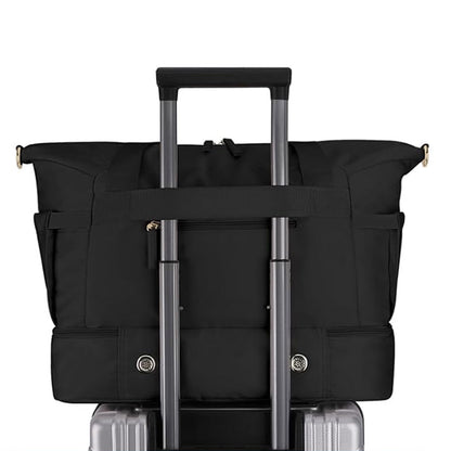 37L Women Fitness Travel Bag Waterproof USB Charging Carry-On Overnight Black