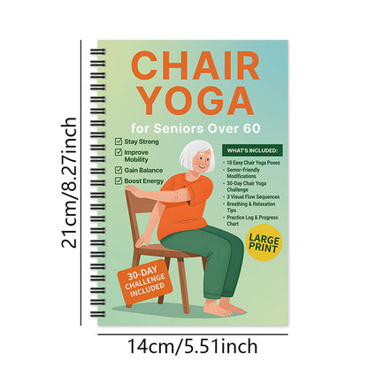 Chair Yoga Book for Seniors: Strength Balance & Wellness Exercises -Orange