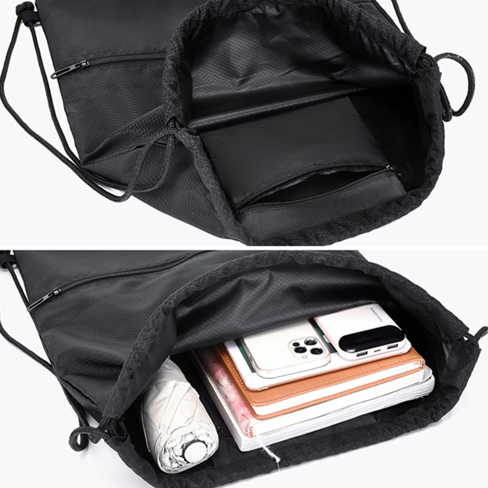 Drawstring Backpack Sport Gym Sackpack Lightweight Zipper Bag