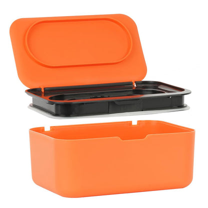 Wipes Dispenser Wipes Tissue Storage Case With Lid Refillable Wipe Holder-Orange