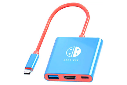3-in-1 Dock for Nintendo Switch OLED TV Docking Station - Blue and Red