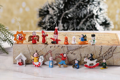 48pcs Wooden Christmas Tree Ornaments Set for Holiday Decoration