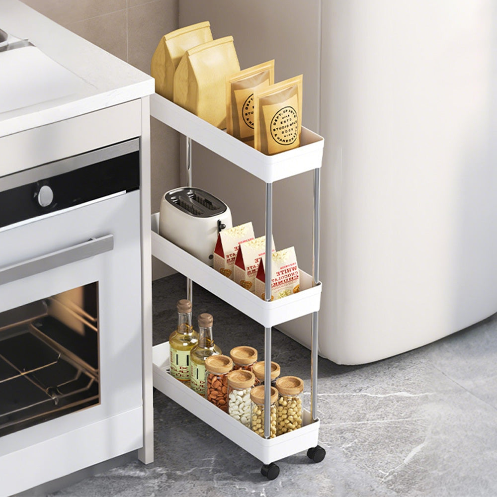 3 Tier Slim Rolling Storage Cart Bathroom Shelves Organizer for Kitchen Laundry