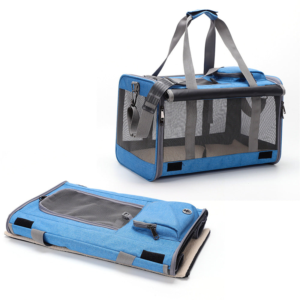 Pet Carrier for Large Cats Washable Dog Carrier Privacy Protection for Travel-blue