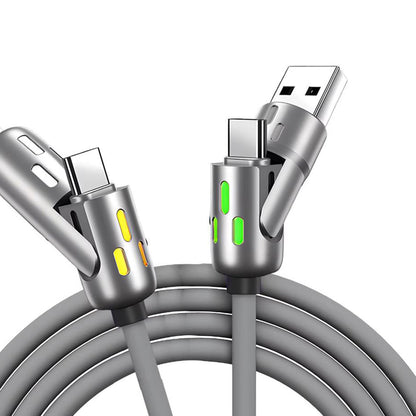 240W 4 in 1 Charging Cable For Apple Android Lightning Cable USB Type-C Gray