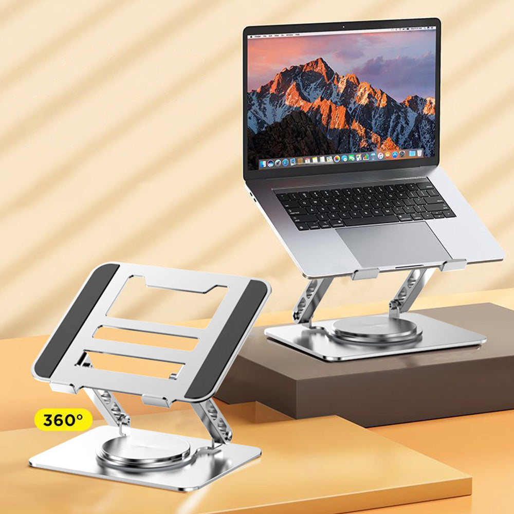Adjustable Laptop Stand 360-Degree Rotating Foldable Desktop Holder Silver