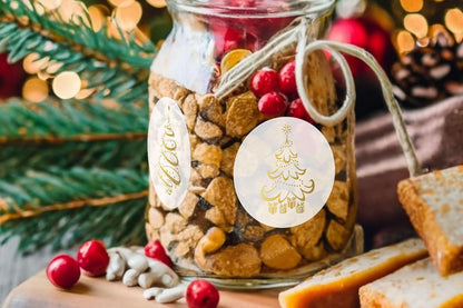 2 Rolls 1000 Gold Foil Clear Round Christmas Stickers