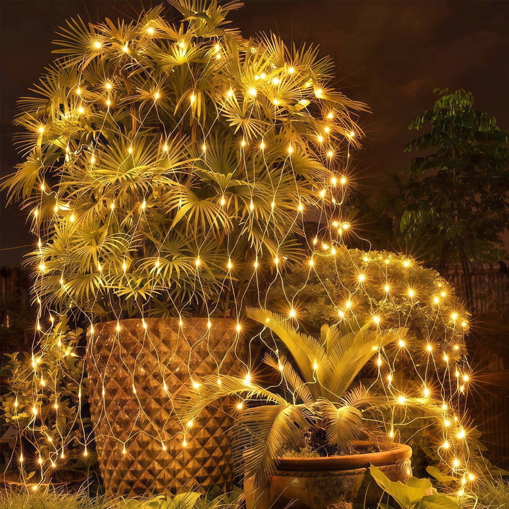 Solar Outdoor Mesh Lights Bush Lights 8 Modes Christmas Net Light - Warm White