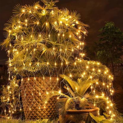 Solar Outdoor Mesh Lights Bush Lights 8 Modes Christmas Net Light - Warm White