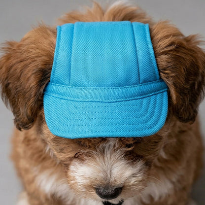 Dog Baseball Cap Adjustable Pet Hat with Ear Holes Blue L