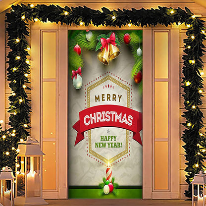 Christmas Door Cover Background Cloth Porch Backdrop Banner for Home Holiday Party Decoration Style 1