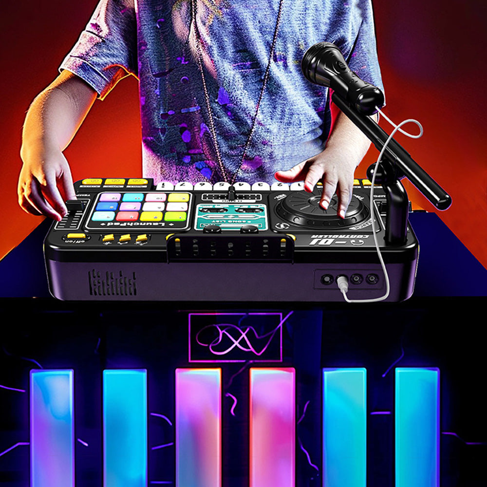 Kids DJ Mixer Musical Toy with Mic & LED Lights