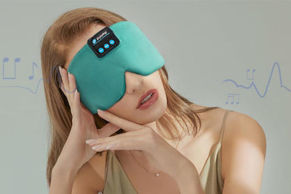 Bluetooth Sleep Mask with Headphones Music Eye Mask for Sleeping Travel Meditation -Green