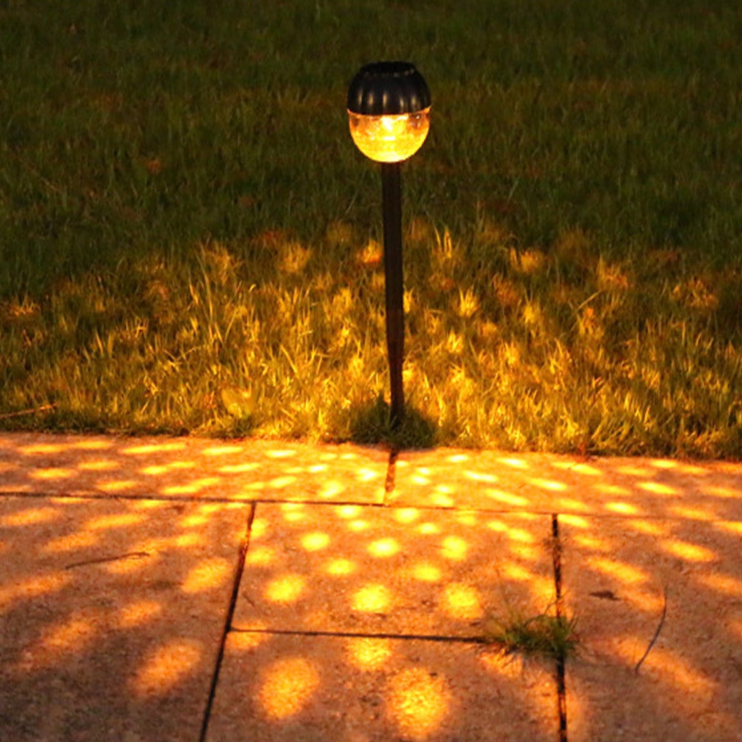 2Pcs 9LEDs Solar Garden Lights Outdoor Stake Lamp IP65 Waterproof Stand Lamp-Flashing Yellow