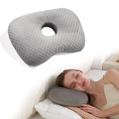 Ear Pillow for Side Sleepers with Hole-Grey