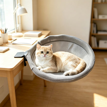 Desk Mounted Reversible Mesh Cat Hammock with Steel Frame