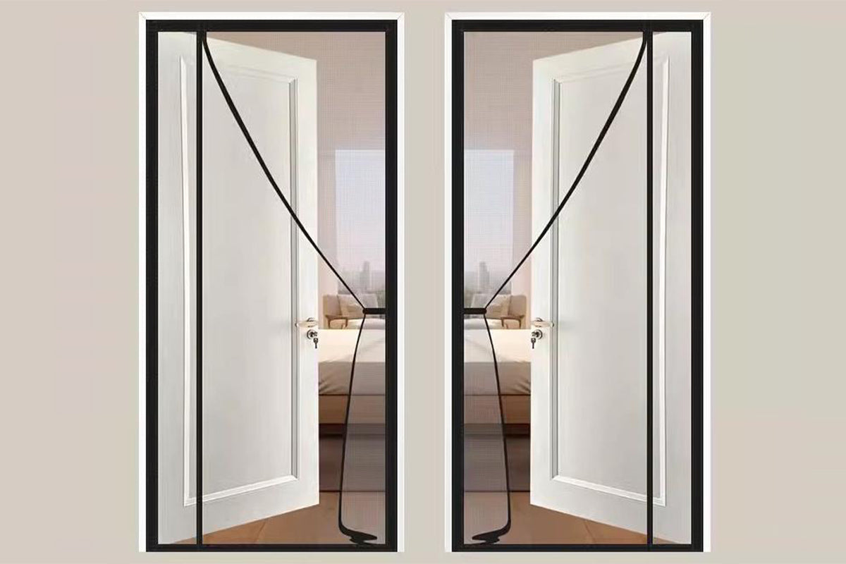 Side Opening Magnetic Fly Screen for Doors Curtain Black Mosquito Net Keep Bugs Out