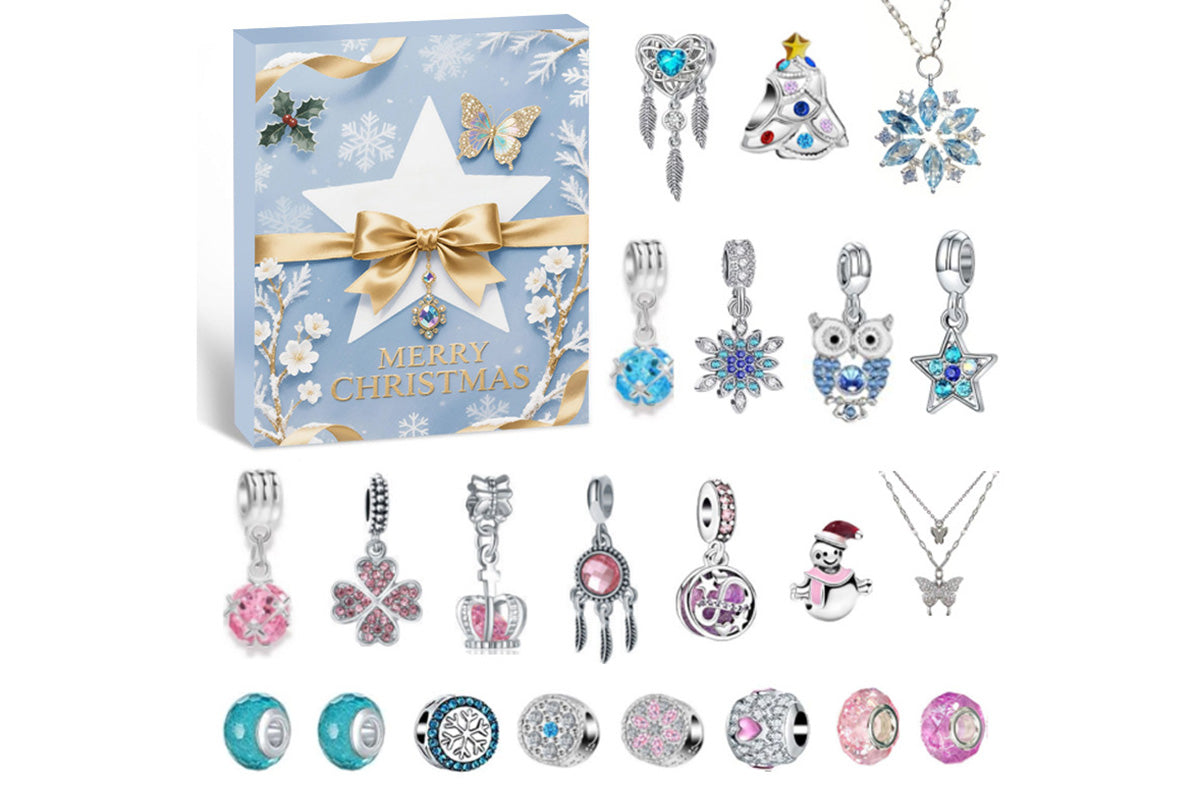 DIY Charm Bracelet Blind Box Jewelry Making Kit Holiday Birthday Gift for Little Ones Girls Teens-Blue