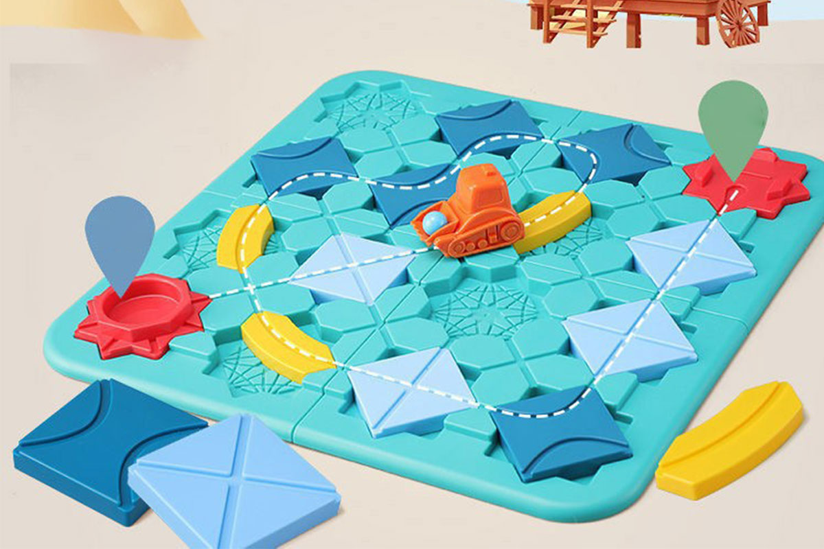 Toy STEM Board Game Logic Road Builder Brain Teasers Puzzles-2 Bulldozer and 6 Balls Type