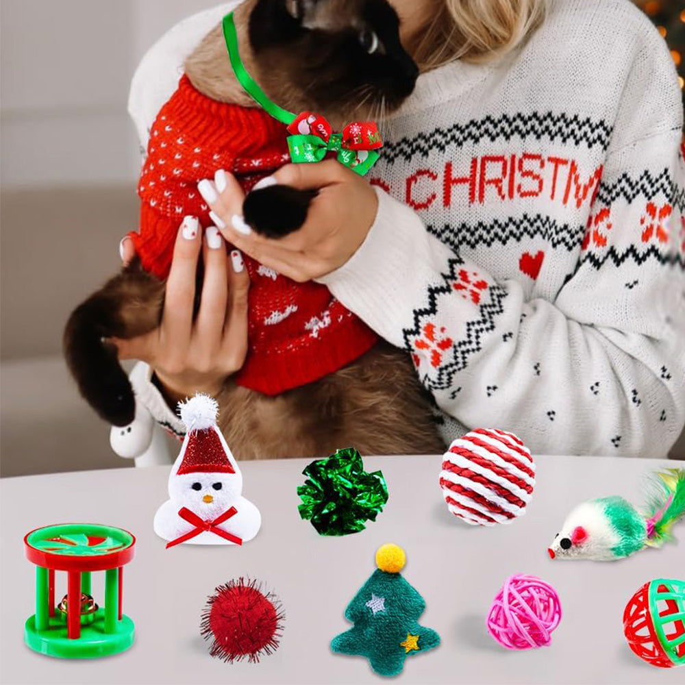 24PCS Cat Christmas Advent Calendar Interactive Xmas Toy Gift Set for Kittens