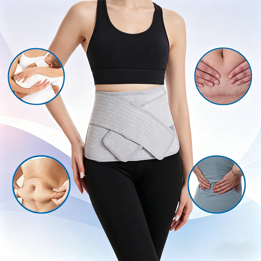 Bamboo Charcoal Fiber Belly Band Postpartum Abdominal Binder for Women-Grey