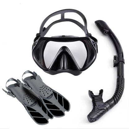 Diving Snorkel Set Mask Fin Snorkeling Gear One Size Panoramic View Mask Kit