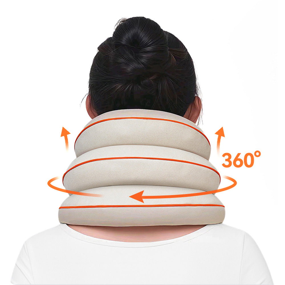 Inflatable Neck Stretcher for Cervical Traction with Innovative 3-Layer Neck Brace Pillow for Neck Support