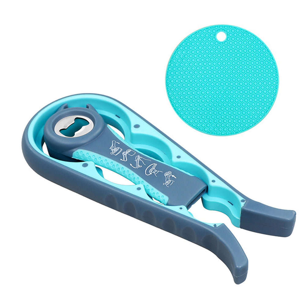 3PCS Jar and Bottle Opener Set with Non-Slip Grip Pad for Weak Hands Blue