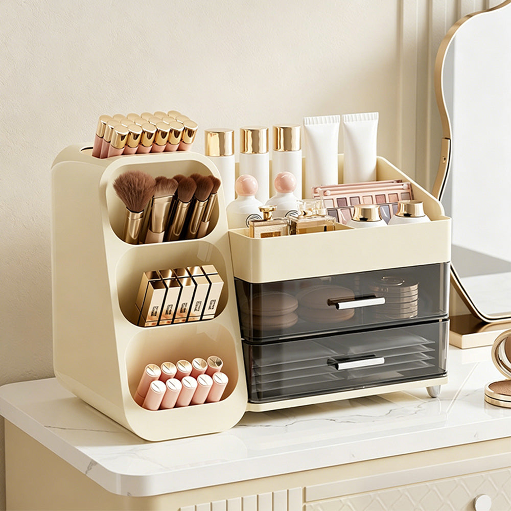 Cosmetic Organizer for Skincare Storage for Dresser Table Top-Beige