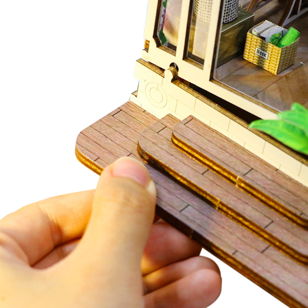 3D DIY Book Nook Puzzle Kit Garden House Miniature Dollhouse Shelf Insert