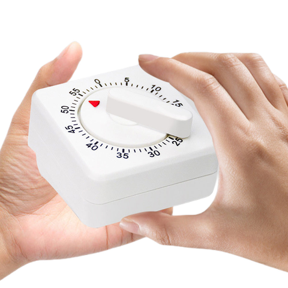 60-Minute Mechanical Kitchen Timer Visual Countdown Timer for Kitchen Cooking Study White