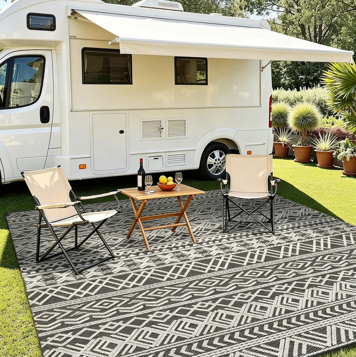 Waterproof PP Woven Outdoor Camping Mat Reversible Outdoor Rug
