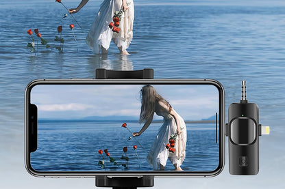 Wireless Lavalier Microphone for iPhone iPad Android Mini Microphone for Vlog